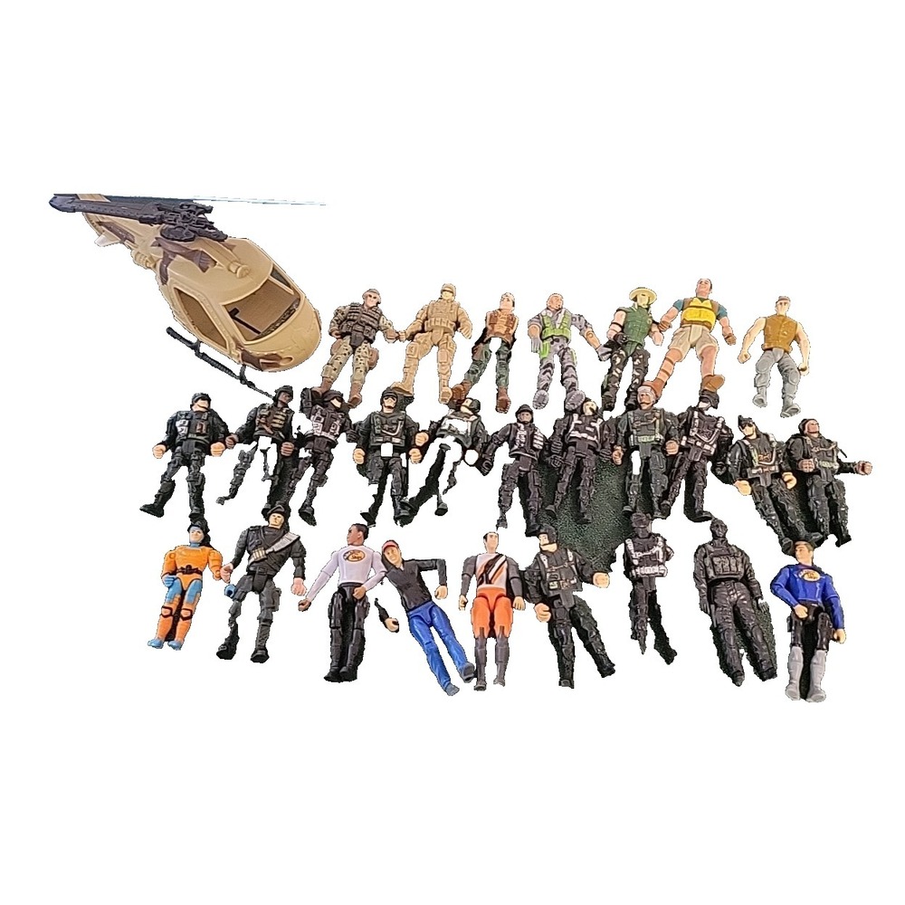 Huge Mixed Lot 3 3/4" Military Army Men Soldiers‎ Helicopter toy box clean out